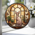 Custom Sphynx Cat And Book Glass Suncatcher , Book Window Decor, Cat Lover Gift, Book Lover Gift - image 2