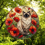 Custom Ragdoll Cat Suncatcher: Glass Panel Decor Floral Poppy Botanical Hanging , Cat Lover Gift - image 4