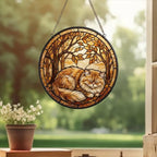 Custom Persian  Cat Sleeping Stained Glass Suncatcher: Cat Lover Gift