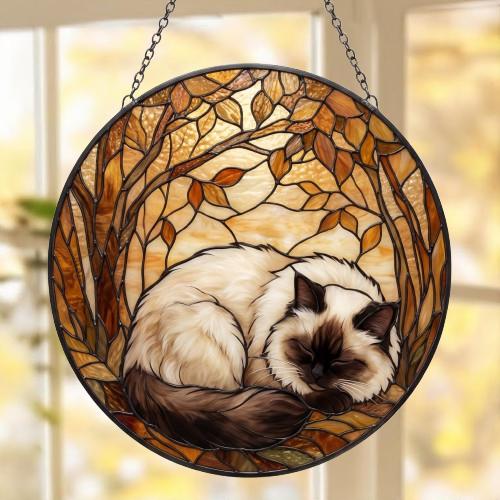 Custom Himalayan cat  Sleeping Stained Glass Suncatcher: Cat Lover Gift - image 5