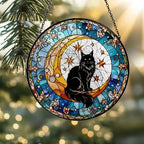 Custom Maine Coon Cat On Moon Glass Suncatcher: Black Cat Lover Gift - image 2