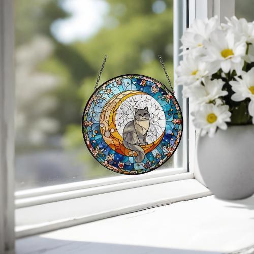 Custom British Shorthair Cat On Moon Glass Suncatcher: Cat Lover Gift - image 4