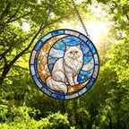 Custom Persian  Cat On Moon Glass Suncatcher: Cat Lover Gift - image 4
