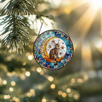 Custom Bengal  Cat On Moon Glass Suncatcher: Cat Lover Gift