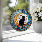 Custom Scottish Fold Cat On Moon Glass Suncatcher: Black Cat Lover Gift - image 4