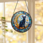 Custom Oriental Shorthair Cat On Moon Glass Suncatcher: Cat Lover Gift