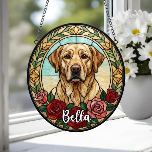 Custom Labrador Retriever Stained Glass Window Hanging, Dog Glass Suncatcher Decor, Stained Glass Window Hanging Decor, Gift For Dog Lover - image 3
