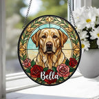 Custom Labrador Retriever Stained Glass Window Hanging, Dog Glass Suncatcher Decor, Stained Glass Window Hanging Decor, Gift For Dog Lover - image 3
