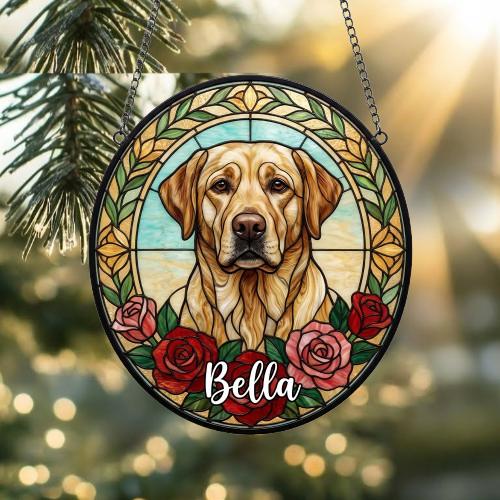Custom Labrador Retriever Stained Glass Window Hanging, Dog Glass Suncatcher Decor, Stained Glass Window Hanging Decor, Gift For Dog Lover - image 5