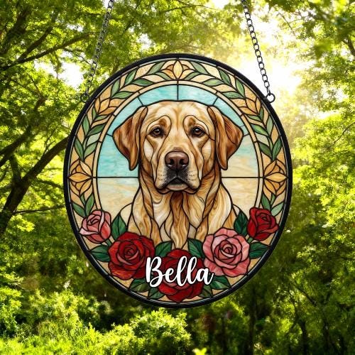 Custom Labrador Retriever Stained Glass Window Hanging, Dog Glass Suncatcher Decor, Stained Glass Window Hanging Decor, Gift For Dog Lover - image 4