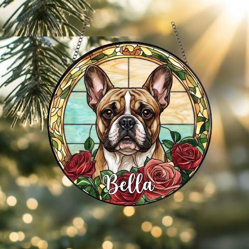 Custom French Bulldog Stained Glass Window Hanging, Dog Glass Suncatcher Decor, Stained Glass Window Hanging Decor, Gift For Dog Lover - image 2