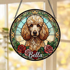 Custom Poodle Stained Glass Window Hanging, Dog Glass Suncatcher Decor, Stained Glass Window Hanging Decor, Gift For Dog Lover