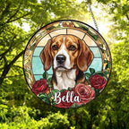 Custom Beagle Stained Glass Window Hanging, Dog Glass Suncatcher Decor, Stained Glass Window Hanging Decor, Gift For Dog Lover - image 4