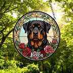 Custom Rottweiler Stained Glass Window Hanging, Dog Glass Suncatcher Decor, Stained Glass Window Hanging Decor, Gift For Dog Lover - image 5