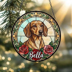 Custom Dachshund Stained Glass Window Hanging, Dog Glass Suncatcher Decor, Stained Glass Window Hanging Decor, Gift For Dog Lover - image 2