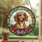 Custom Dachshund Stained Glass Window Hanging, Dog Glass Suncatcher Decor, Stained Glass Window Hanging Decor, Gift For Dog Lover - image 3