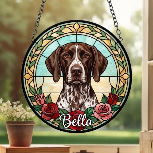 Custom GSP dog  Stained Glass Window Hanging, Dog Glass Suncatcher Decor, Stained Glass Window Hanging Decor, Gift For Dog Lover - image 3