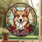 Custom Pembroke Welsh Corgi Stained Glass Window Hanging, Dog Glass Suncatcher Decor, Stained Glass Window Hanging Decor, Gift For Dog Lover - image 3