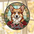 Custom Pembroke Welsh Corgi Stained Glass Window Hanging, Dog Glass Suncatcher Decor, Stained Glass Window Hanging Decor, Gift For Dog Lover