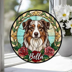 Custom Australian Shepherd Stained Glass Window Hanging, Dog Glass Suncatcher Decor, Stained Glass Window Hanging Decor, Gift For Dog Lover - image 4