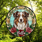 Custom Australian Shepherd Stained Glass Window Hanging, Dog Glass Suncatcher Decor, Stained Glass Window Hanging Decor, Gift For Dog Lover - image 5