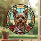 Custom Yorkshire Terrier Stained Glass Window Hanging, Dog Glass Suncatcher Decor, Stained Glass Window Hanging Decor, Gift For Dog Lover - image 3