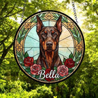 Custom Doberman Pinscher Stained Glass Window Hanging, Dog Glass Suncatcher Decor, Stained Glass Window Hanging Decor, Gift For Dog Lover - image 5