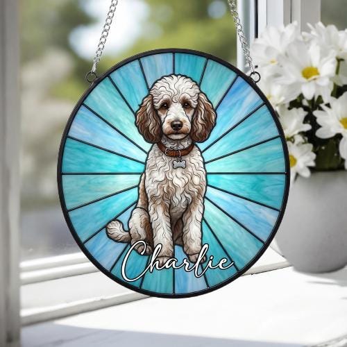Custom Poodle Window Hanging Suncatcher, Dog Name Suncatcher Decor, Stained Glass Window Hanging Decoration, Gift For Dog Lover - image 4