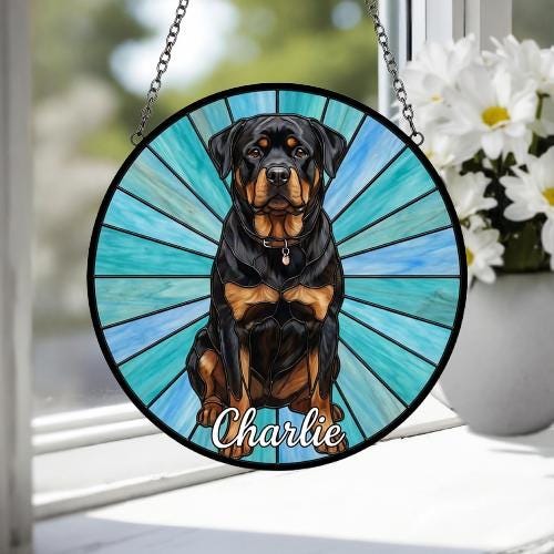 Custom Rottweiler  Window Hanging Suncatcher, Dog Name Suncatcher Decor, Stained Glass Window Hanging Decoration, Gift For Dog Lover - image 4