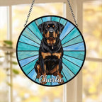Custom Rottweiler  Window Hanging Suncatcher, Dog Name Suncatcher Decor, Stained Glass Window Hanging Decoration, Gift For Dog Lover