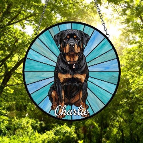 Custom Rottweiler  Window Hanging Suncatcher, Dog Name Suncatcher Decor, Stained Glass Window Hanging Decoration, Gift For Dog Lover - image 5