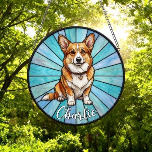 Custom Corgi  Window Hanging Suncatcher, Dog Name Suncatcher Decor, Stained Glass Window Hanging Decoration, Gift For Dog Lover - image 5
