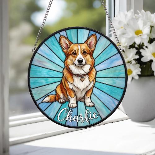 Custom Corgi  Window Hanging Suncatcher, Dog Name Suncatcher Decor, Stained Glass Window Hanging Decoration, Gift For Dog Lover - image 4