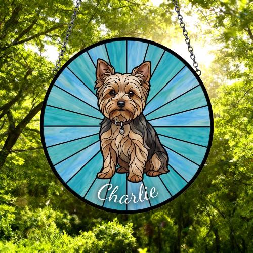 Custom Yorkshire Terrier Window Hanging Suncatcher, Dog Name Suncatcher Decor, Stained Glass Window Hanging Decoration, Gift For Dog Lover - image 4