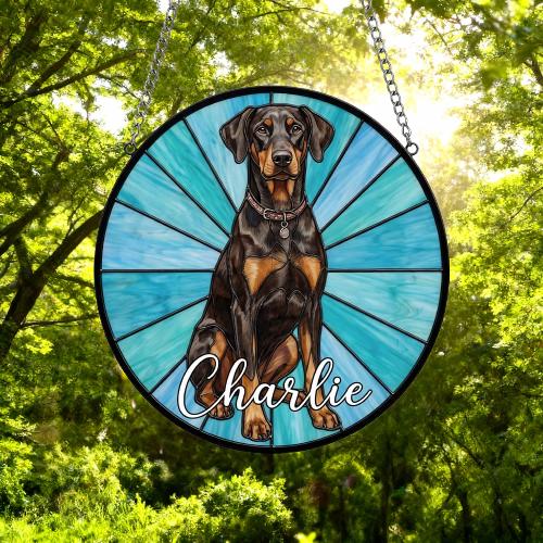 Custom Doberman Pinscher Window Hanging Suncatcher, Dog Name Suncatcher Decor, Stained Glass Window Hanging Decoration, Gift For Dog Lover - image 5