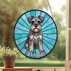 Custom Miniature Schnauzer Window Hanging Suncatcher, Dog Name Suncatcher Decor, Stained Glass Window Hanging Decoration, Gift For Dog Lover - image 3