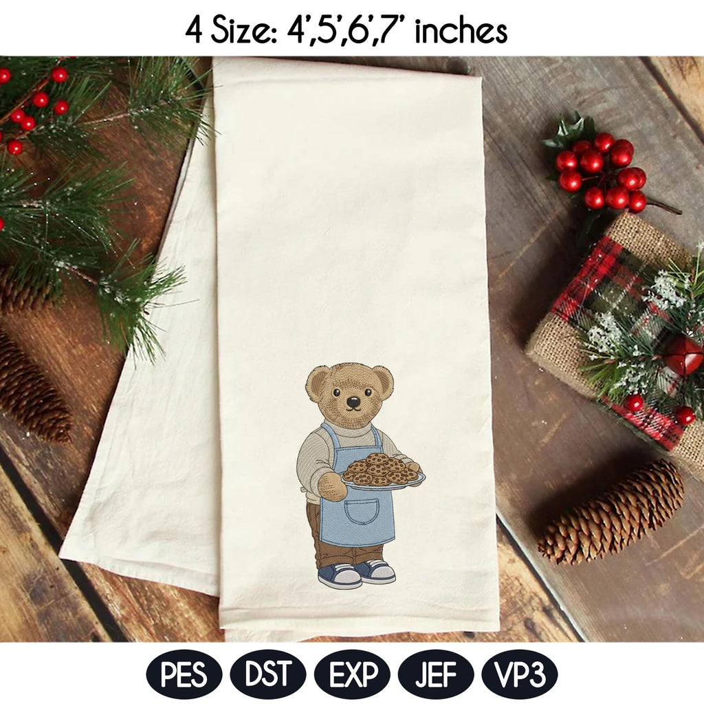 Teddy Bear Baker Embroidery Design, Baking and Cooking Bear Embroidery File, Pastry Chef Machine File, Fashion Bear, Digital Download - image 5