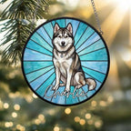 Custom Siberian Husky Window Hanging Suncatcher, Dog Name Suncatcher Decor, Stained Glass Window Hanging Decoration, Gift For Dog Lover - image 2