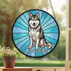 Custom Siberian Husky Window Hanging Suncatcher, Dog Name Suncatcher Decor, Stained Glass Window Hanging Decoration, Gift For Dog Lover - image 3