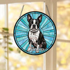 Custom Boston Terrier Window Hanging Suncatcher, Dog Name Suncatcher Decor, Stained Glass Window Hanging Decoration, Gift For Dog Lover