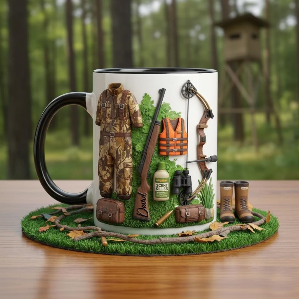 Personalized Hunting Mug, Custom Name Hunting Coffee Cup, Hunter Gift, Outdoor Hobby Mugs - image 2