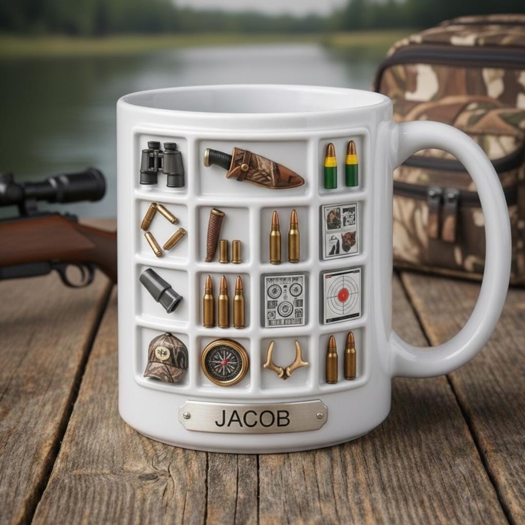 Personalized Hunting Mug, Custom Name Hunting Coffee Cups, Hunter Gift, Outdoor Hobby Cup - image 2