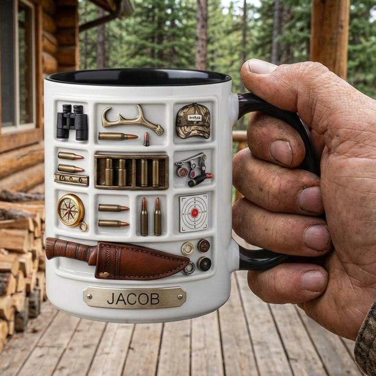 Personalized Hunting Mug, Custom Name Hunting Coffee Cup, Hunter Gift, Outdoor Hobby Mugs - image 3