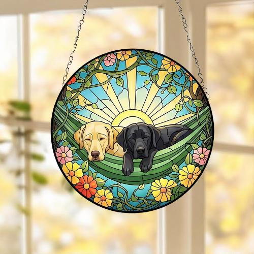 Custom Couple Labrador Retriever Glass Suncatcher, Labrador Retriever Mom Window Hanging, Wiener Dog Sun Catcher, Pet Lover Gift - image 4