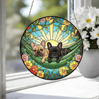 Custom Couple French Bulldog Glass Suncatcher, French Bulldog Mom Window Hanging, Wiener Dog Sun Catcher, Pet Lover Gift - image 3