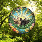 Custom Couple French Bulldog Glass Suncatcher, French Bulldog Mom Window Hanging, Wiener Dog Sun Catcher, Pet Lover Gift - image 4
