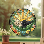 Custom Couple Poodle  Glass Suncatcher, Poodle  Mom Window Hanging, Wiener Dog Sun Catcher, Pet Lover Gift - image 2