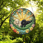 Custom Couple Poodle  Glass Suncatcher, Poodle  Mom Window Hanging, Wiener Dog Sun Catcher, Pet Lover Gift - image 3