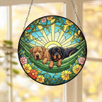 Custom Couple Rottweiler  Glass Suncatcher, Rottweiler  Mom Window Hanging, Wiener Dog Sun Catcher, Pet Lover Gift