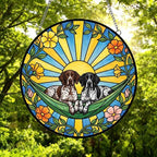 Custom Couple German Shorthaired Pointer Glass Suncatcher, German Shorthaired Pointer Mom Window Hanging,Wiener Dog Sun Catcher, Lover Gift